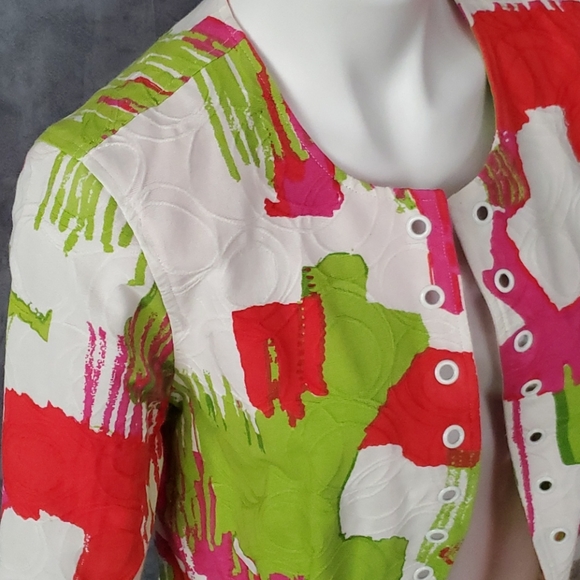 Multiples Bright Color 3/4 Sleeve Jacket Sz MD - Picture 3 of 8